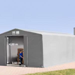 Ponyva csarnok raktársátor 8x12m oldalmagasság 4,00m tolókapuval TETŐABLAKKAL  ponyva lángálló PRIMEtex-ponyva szürke