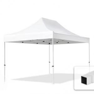 Pop-up összecsukható pavilon és rendezvénysátor 3 × 4,5 m, 13,5 m², fehér vízálló tetőponyvával, acélvázzal, oldalfalak nélkül