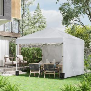 Pop-up  pavilon összecsukható rendezvénysátor 3x3 m 2db oldalfallal  tartozék hordozótáska és homokzsák, viharvédelemmel (világosszürke)