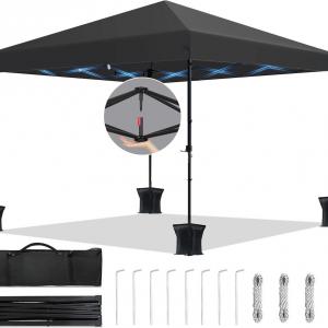 Pop-up  pavilon összecsukható rendezvénysátor 3x3 m hordozótáskával, súlyzsákkal szín fekete
