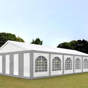 Premium pavilon, sörsátor rendezvénysátor 6x12 m ponyva PE szürke-fehér (72m2)