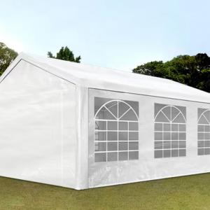 Premium rendezvénysátor és parti sátor 4 × 6 m – 24 m², fehér, 100%-ban vízálló  PE ponyvával,  horganyzott acélvázzal