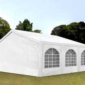 Premium rendezvénysátor és parti sátor 5 × 6 m – 30 m², fehér, 100%-ban vízálló  PE ponyvával, stabil horganyzott acélvázzal