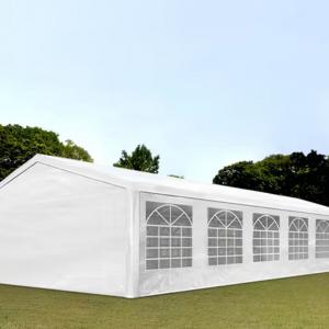 Premium rendezvénysátor és parti sátor 6 × 12 m – 72 m², fehér, vízálló PE ponyvával, horganyzott acélvázzal