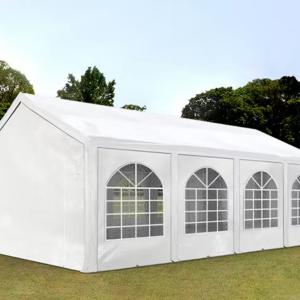 Premium rendezvénysátor és partisátor 3 × 9 m – 27 m², fehér, 100%-ban vízálló PE ponyvával, stabil horganyzott acélvázzal
