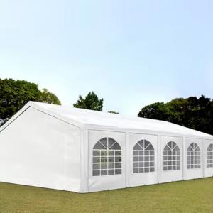 Premium rendezvénysátor és partisátor 5 × 10 m – 50 m², fehér, 100%-ban vízálló  PE ponyvával, stabil horganyzott acélvázzal