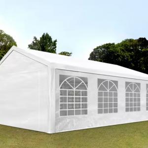 Premium rendezvénysátor, sörsátor és parti sátor 4 × 8 m – 32 m², fehér, vízálló  PE ponyvával, horganyzott acélvázzal