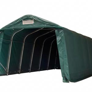 Professional Ponyvagarázs mobilgarázs autógarázs 3,3x4,8m, PVC ponyva, sötét zöld statikai csomaggal