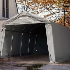 Professional Ponyvagarázs mobilgarázs autógarázs 3,3x4,8m, PVC ponyva, szürke statikai megerősítéssel