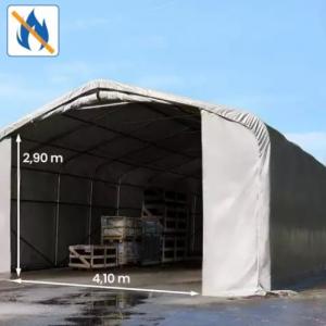 Professzionáis  ponyvacsarnok raktársátor hangársátor  6x12m raktársátor bejárat 4,1x2,9 m ponyva lángálló PVC szürke