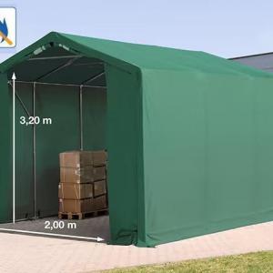 Professzionális 3x6m tűzálló raktársátor 3,0 m oldalmagasság, PVC 720g/m2 zöld