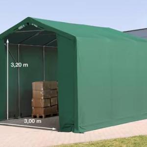 Professzionális 4x6 m raktársátor 3,0 m oldalmagasság, PVC 550g/m2 zöld