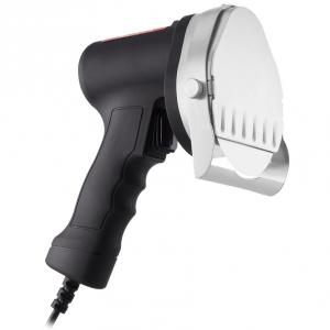 Professzionális elektromos gyros, kebab kés – 80 W teljesítmény, 0–8 mm állítható szeletvastagság, cserélhető sima és recés pengékkel, rozsdamentes acél kivitel