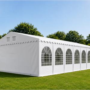 Professzionális extra erős, lángálló rendezvény- és fesztiválsátor 7 × 20 m, 140 m², PVC ponyvával, 2,60 m oldalmagassággal, megerősített horganyzott acélszerkezettel és padlókerettel – fehér