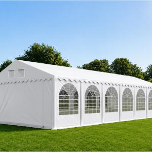 Professzionális extra erős, lángálló rendezvénysátor 6 × 14 m, 84 m², fehér PVC ponyvával, 2,6 m oldalmagassággal, Ø 50 mm-es erősített horganyzott acélvázzal és padlókerettel