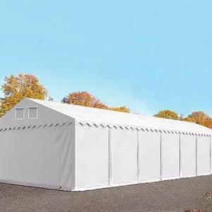 Professzionális extra erős raktársátor 5x14 m, ponyva PVC  fehér +2,6 m oldalmagasság, erősített szerkezettel (70m2)