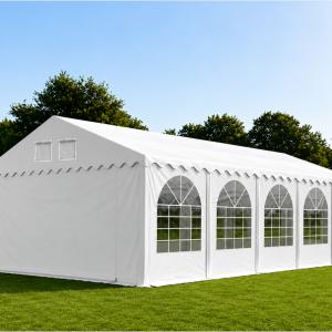 Professzionális extra erős rendezvény- és fesztiválsátor 5 × 10 m, 50 m², lángálló PVC ponyvával, 2,60 m oldalmagassággal, megerősített horganyzott acélszerkezettel és padlókerettel – fehér