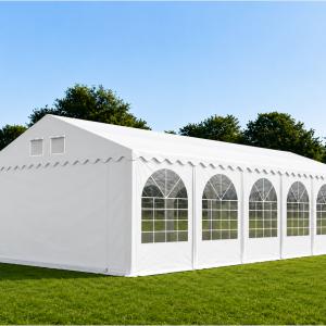 Professzionális extra erős rendezvény- és fesztiválsátor 6 × 12 m, 72 m², lángálló PVC ponyvával, 2,60 m oldalmagassággal, megerősített horganyzott acélszerkezettel és padlókerettel – fehér