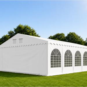 Professzionális extra erős rendezvény- és fesztiválsátor 7 × 10 m, 70 m², lángálló PVC ponyvával, 2,60 m oldalmagassággal, megerősített horganyzott acélszerkezettel és padlókerettel – fehér