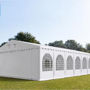 Professzionális extra erős rendezvény- és fesztiválsátor 7 × 14 m, 98 m², lángálló PVC ponyvával, 2,60 m oldalmagassággal, megerősített horganyzott acélszerkezettel és padlókerettel – fehér