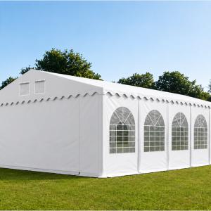 Professzionális extra erős rendezvény- és fesztiválsátor 8 × 12 m, 96 m², lángálló PVC ponyvával, 2,60 m oldalmagassággal, megerősített horganyzott acélszerkezettel és padlókerettel – fehér