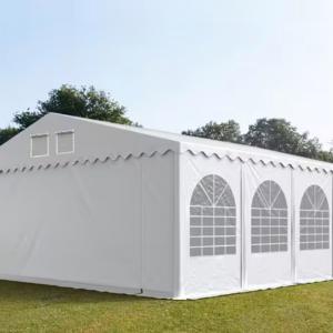 Professzionális extra erős rendezvény- és partisátor 8 × 8 m, 64 m², PVC ponyvával, 2,60 m oldalmagassággal, Ø 50 mm-es megerősített horganyzott acélszerkezettel és padlókerettel – fehér