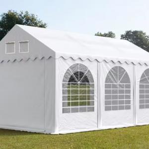 Professzionális extra erős rendezvénysátor 3 × 6 m, 18 m², fehér PVC ponyvával, 2,6 m oldalmagassággal, Ø 50 mm-es erősített horganyzott acélvázzal és padlókerettel