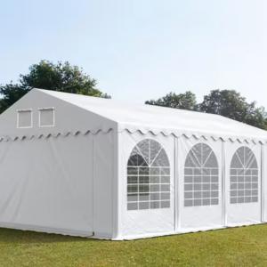 Professzionális extra erős rendezvénysátor 5 × 8 m, 40 m², fehér PVC ponyvával, 2,6 m oldalmagassággal, Ø 50 mm-es erősített horganyzott acélvázzal és padlókerettel