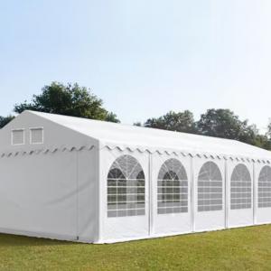 Professzionális extra erős rendezvénysátor 6 × 12 m, 72 m², fehér PVC ponyvával, 2,6 m oldalmagassággal, Ø 50 mm-es erősített horganyzott acélvázzal és padlókerettel