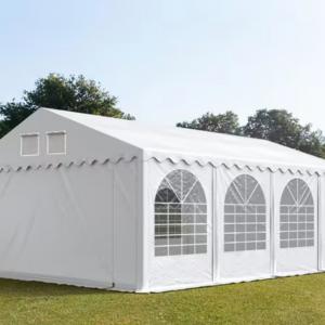 Professzionális extra erős rendezvénysátor 6 × 8 m, 48 m², fehér PVC ponyvával, 2,6 m oldalmagassággal, Ø 50 mm-es erősített horganyzott acélvázzal és padlókerettel