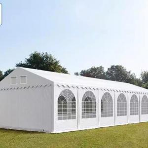 Professzionális extra erős rendezvénysátor 6x14 m, ponyva lángálló PVC oldalmagasság  + 2,6m erősített szerkezettel acélcső Ø 50mm (84m2) fehér