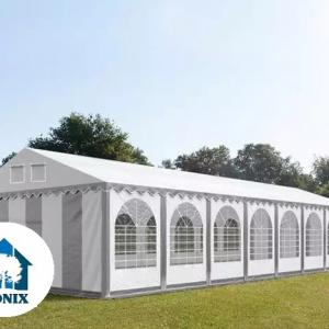 Professzionális extra erős rendezvénysátor 6x20 m ponyva lángálló PVC szürke + 2,6m