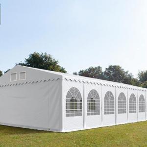 Professzionális  extra erős rendezvénysátor 8x24 m, ponyva lángálló PVC oldalmagasság + 2,6m, padlókerettel fehér