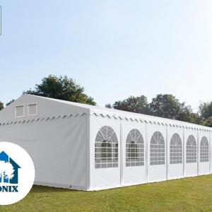 Professzionális extra erős rendezvénysátor party sátor 8x28 m, ponyva lángálló PVC fehér oldalmagasság + 2,6m (224 m2)