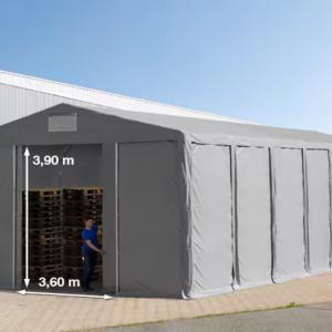 Professzionális ipari raktársátor 8 × 24 m – 192 m², 4,00 m oldalmagassággal, tolókapuval, PVC ponyvával és extra megerősített horganyzott acélszerkezettel