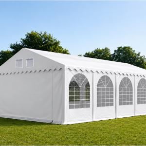 Professzionális lángálló rendezvénysátor 6 × 10 m, 60 m², fehér PVC ponyvával, 2,6 m oldalmagassággal, Ø 50 mm-es erősített horganyzott acélvázzal és padlókerettel
