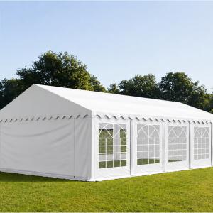 Professzionális lángálló rendezvénysátor, partisátor 5 × 10 m, 50 m², PVC fehér ponyvával, teljesen horganyzott acélszerkezettel