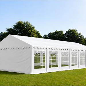 Professzionális lángálló rendezvénysátor, partisátor 6 × 14 m, 84 m², extra erős fehér PVC ponyvával,  teljesen horganyzott acélszerkezettel