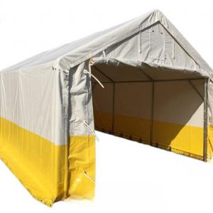 Professzionális munkaterületi sátor, raktársátor  4x6m ponyva tűzálló PVC 500 g/m²  fehér/sárga