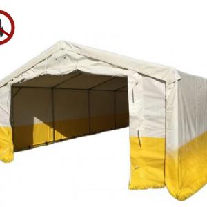 Professzionális munkaterületi sátor, raktársátor  5x10 m  ponyva tűzálló PVC 500 g/m² fehér/sárga