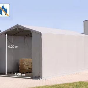 Professzionális ponyva csarnok raktársátor 5x10m  oldalmagasság 4,00 m ponyva lángálló PVCszürke