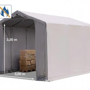 Professzionális ponyvacsarnok raktársátor 4×6 m, 24 m², 3,00 m oldalmagassággal, lángálló PRIMEtex PVC ponyvával, két cipzáras kapuval és teljesen horganyzott acélvázzal – szürke