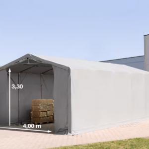 Professzionális ponyvacsarnok raktársátor 6×10 m, 60 m², 3,00 m oldalmagassággal, lángálló PRIMEtex PVC ponyvával, két cipzáras kapuval és teljesen horganyzott acélvázzal – szürke