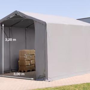 Professzionális PVC ponyvacsarnok raktársátor 4×6 m, 24 m², 3,00 m oldalmagassággal, cipzáras kapuval és teljesen horganyzott acélvázzal