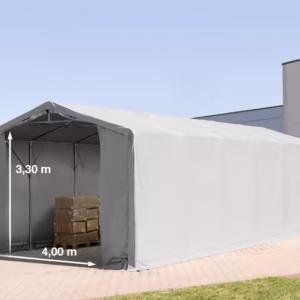 Professzionális PVC ponyvacsarnok raktársátor 6×12 m, 72 m², 3,00 m oldalmagassággal, teljesen horganyzott acélvázzal, padlókerettel – szürke