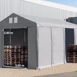 Professzionális raktársátor 4x8m oldalmagasság 3,00 m ponyva PVC  szürke