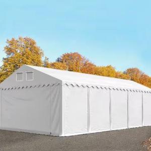 Professzionális raktársátor 6 × 10 m, 60 m² alapterülettel, 2,60 m oldalmagassággal, megerősített, horganyzott acélszerkezettel, padlókerettel, két cipzáras bejárattal fehér PVC ponyvával