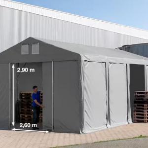 Professzionális raktársátor 6x8 m  oldalmagasság 3,00m tolókapuval, ponyva PVC  szürke