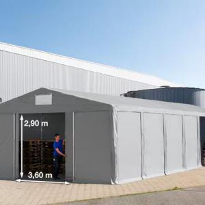 Professzionális raktársátor 8x12 m  oldalmagasság 3,00 m tolókapuval ponyva PVC szürke