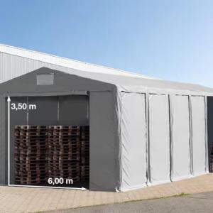 Professzionális raktársátor 8x12m  oldalmagasság 3,60m ponyva PVC szürke